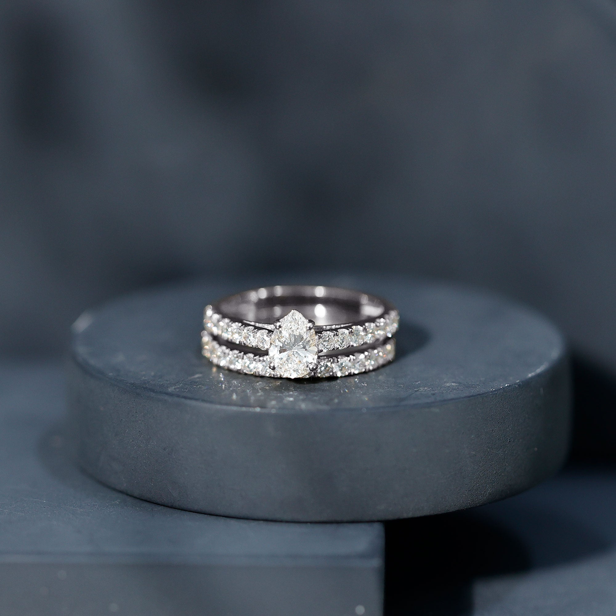 Certified Lab Grown Diamond Engagement Ring With Wedding Band Lab - ( EF-VS ) - Rosec Jewels