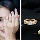 Certified Lab Grown Diamond Engagement Ring With Wedding Band Lab - ( EF-VS ) - Rosec Jewels