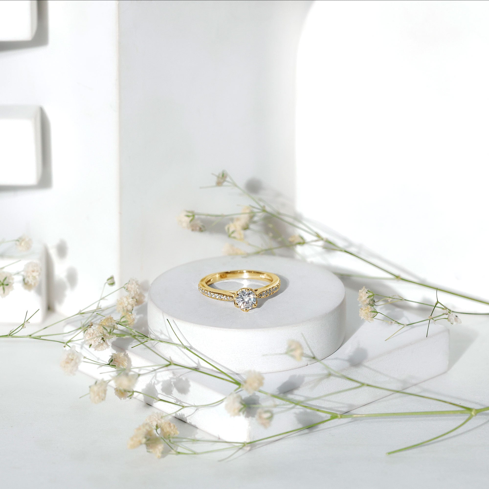 Rosec Jewels-Lab Grown Diamond Solitaire Engagement Ring with Side Stones