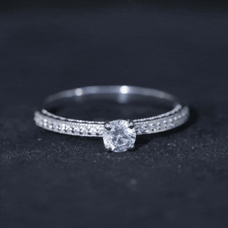 5MM Lab Grown Diamond Engagement Ring With Side Stones Lab - ( EF-VS ) - Rosec Jewels