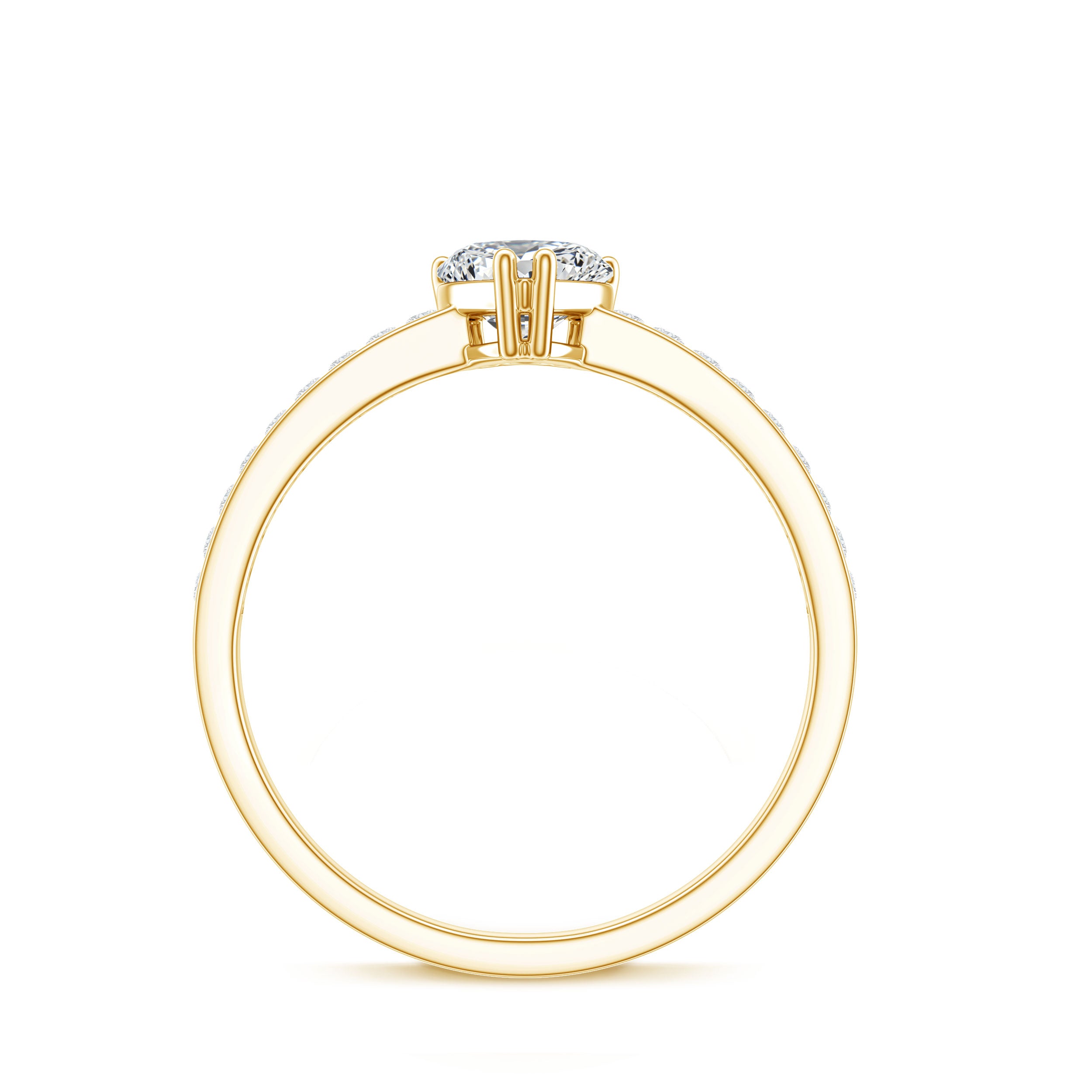 Rosec Jewels-Lab Grown Diamond 5 MM Heart Engagement Ring With Side Stones