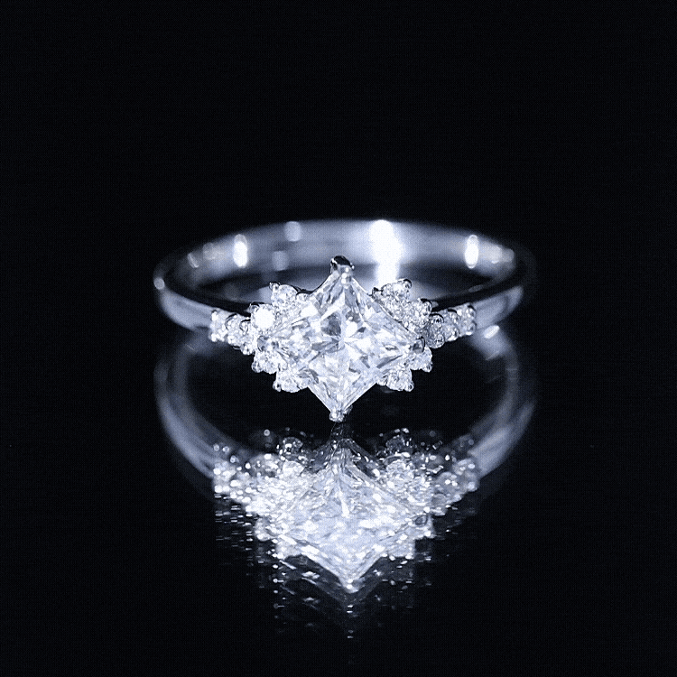 Certified 5 MM Lab Grown Diamond Princess Cut Engagement Ring Lab - ( EF-VS ) - Rosec Jewels