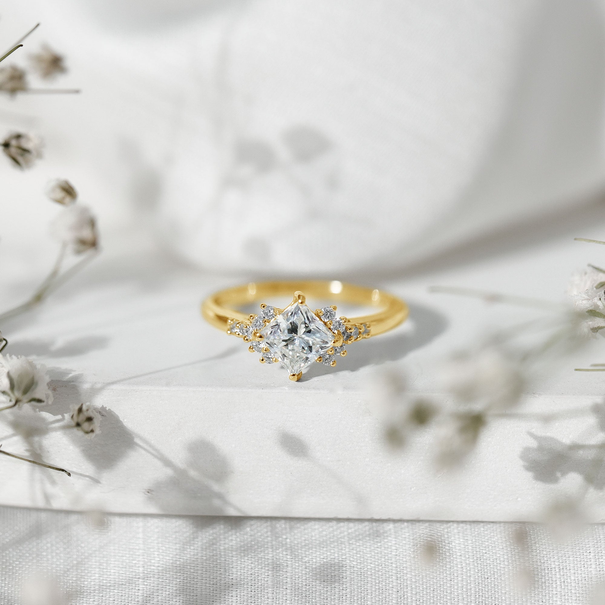 Certified 5 MM Lab Grown Diamond Princess Cut Engagement Ring Lab - ( EF-VS ) - Rosec Jewels