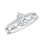 Certified Lab Grown Diamond 5X7 MM Teardrop Double Band Engagement Ring Lab - ( EF-VS ) - Rosec Jewels