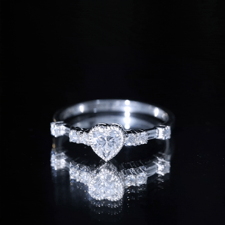Bezel Set Lab Grown Diamond Heart Shaped Engagement Ring Lab - ( EF-VS ) - Rosec Jewels