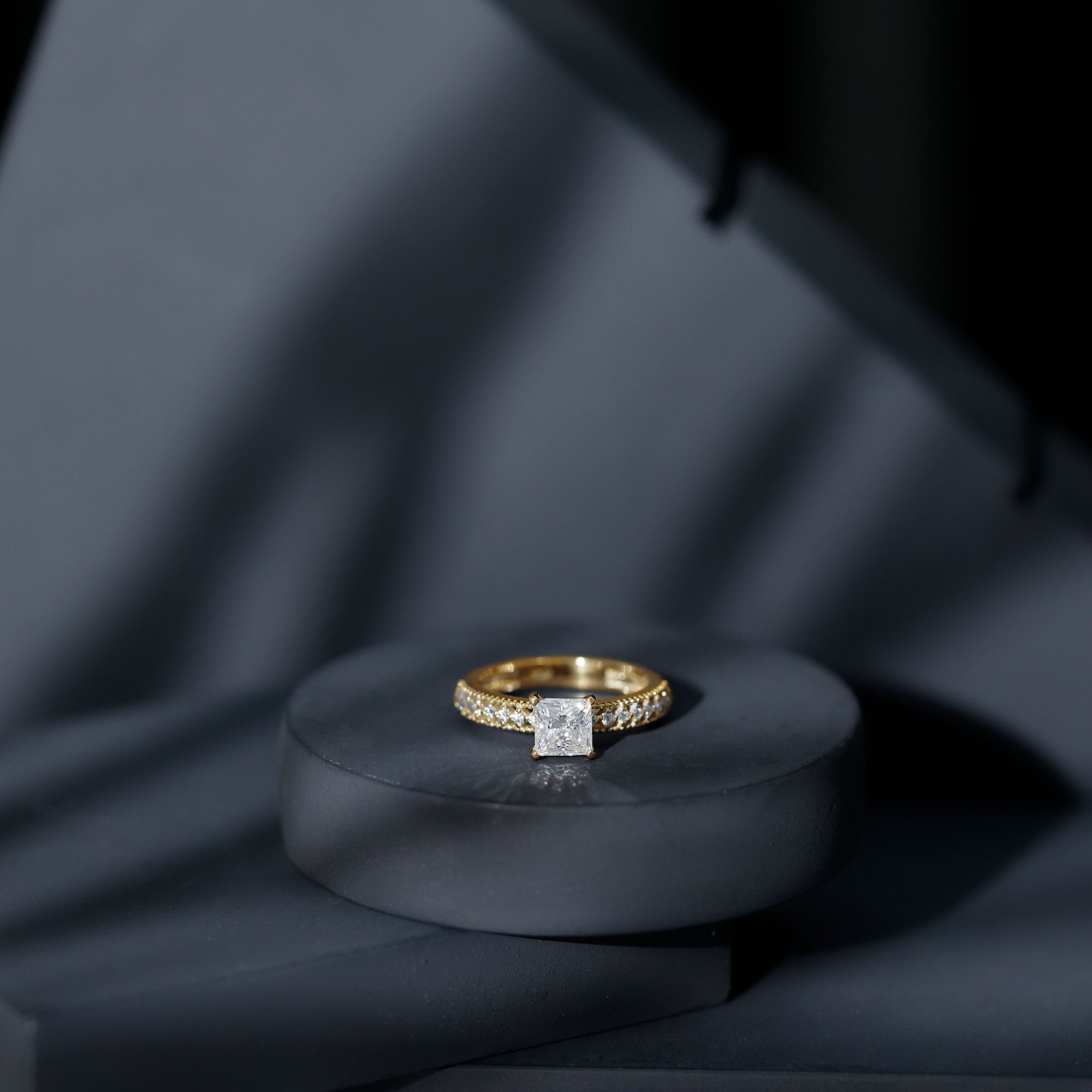 Certified Lab Grown Diamond 5 MM Princess Cut Engagement Ring For Women Lab - ( EF-VS ) - Rosec Jewels