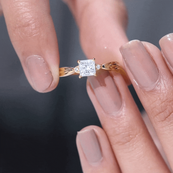 5 MM Princess Cut Lab Grown Diamond Solitaire Promise Ring Lab - ( EF-VS ) - Rosec Jewels