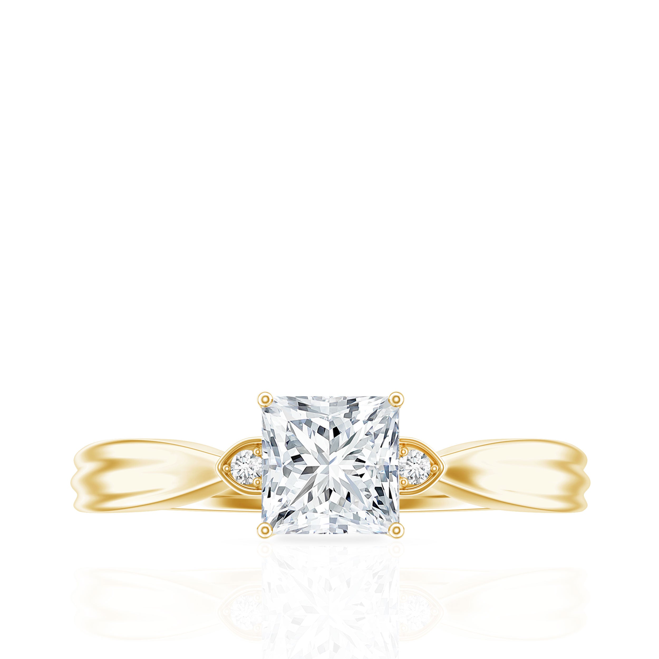 5 MM Princess Cut Lab Grown Diamond Solitaire Promise Ring Lab - ( EF-VS ) - Rosec Jewels