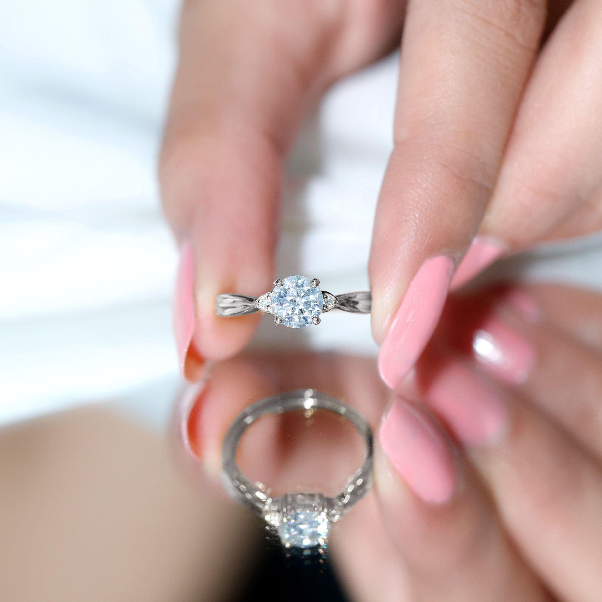 Certified Lab Grown Diamond 6 MM Solitaire Promise Ring Lab - ( EF-VS ) - Rosec Jewels