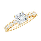Lab Grown Diamond 5 MM Princess Cut Engagement Ring With Side Stones Lab - ( EF-VS ) - Rosec Jewels