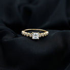 Lab Grown Diamond 5 MM Princess Cut Engagement Ring With Side Stones Lab - ( EF-VS ) - Rosec Jewels