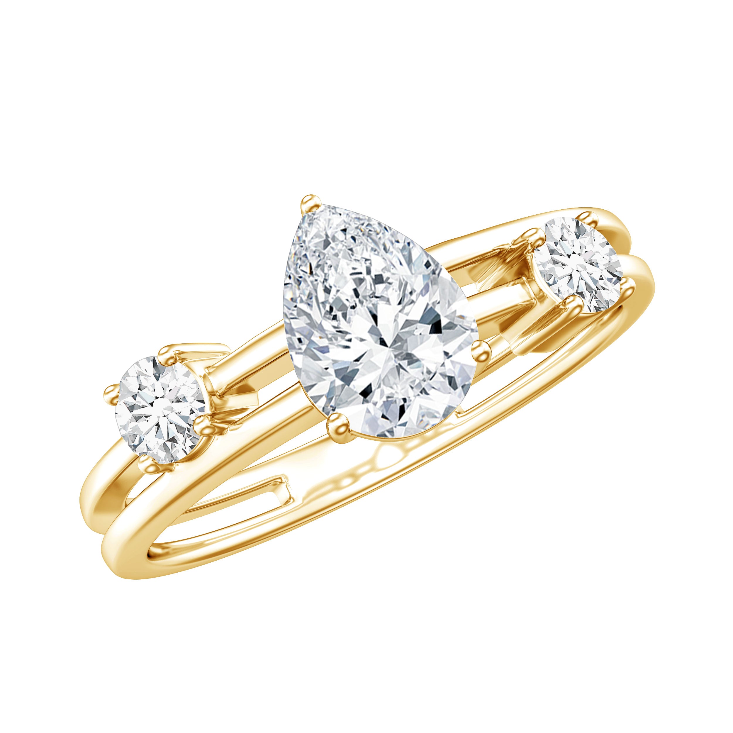Rosec Jewels-Lab Grown Diamond 5X7 MM Teardrop Double Band Engagement Ring