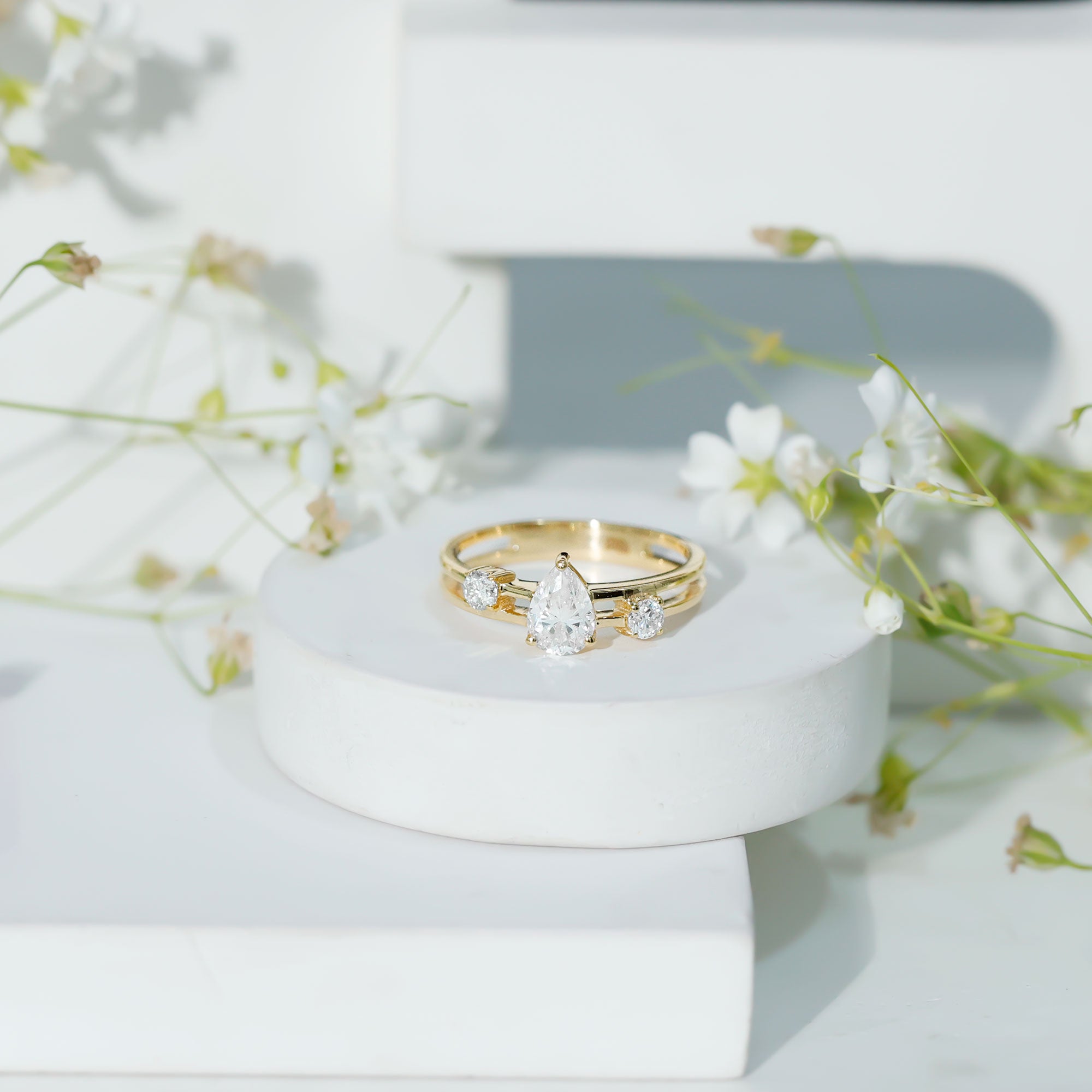 Rosec Jewels-Lab Grown Diamond 5X7 MM Teardrop Double Band Engagement Ring