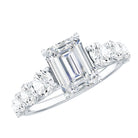 Rosec Jewels-Lab Grown Diamond 6X8 MM Emerald Cut Engagement Ring With Side Stones