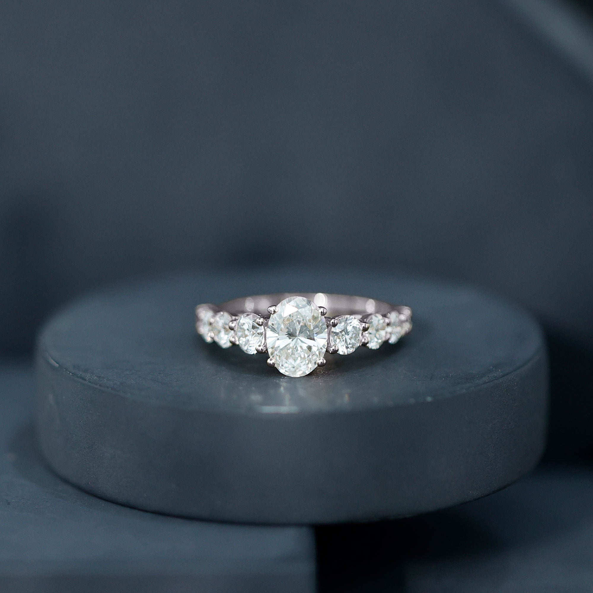 Rosec Jewels-Lab Grown 1.2 Carat Diamond Oval Engagement Ring With Side Stones