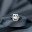 Certified 6X8 MM Oval Lab Grown Diamond Halo Engagement Ring Lab - ( EF-VS ) - Rosec Jewels