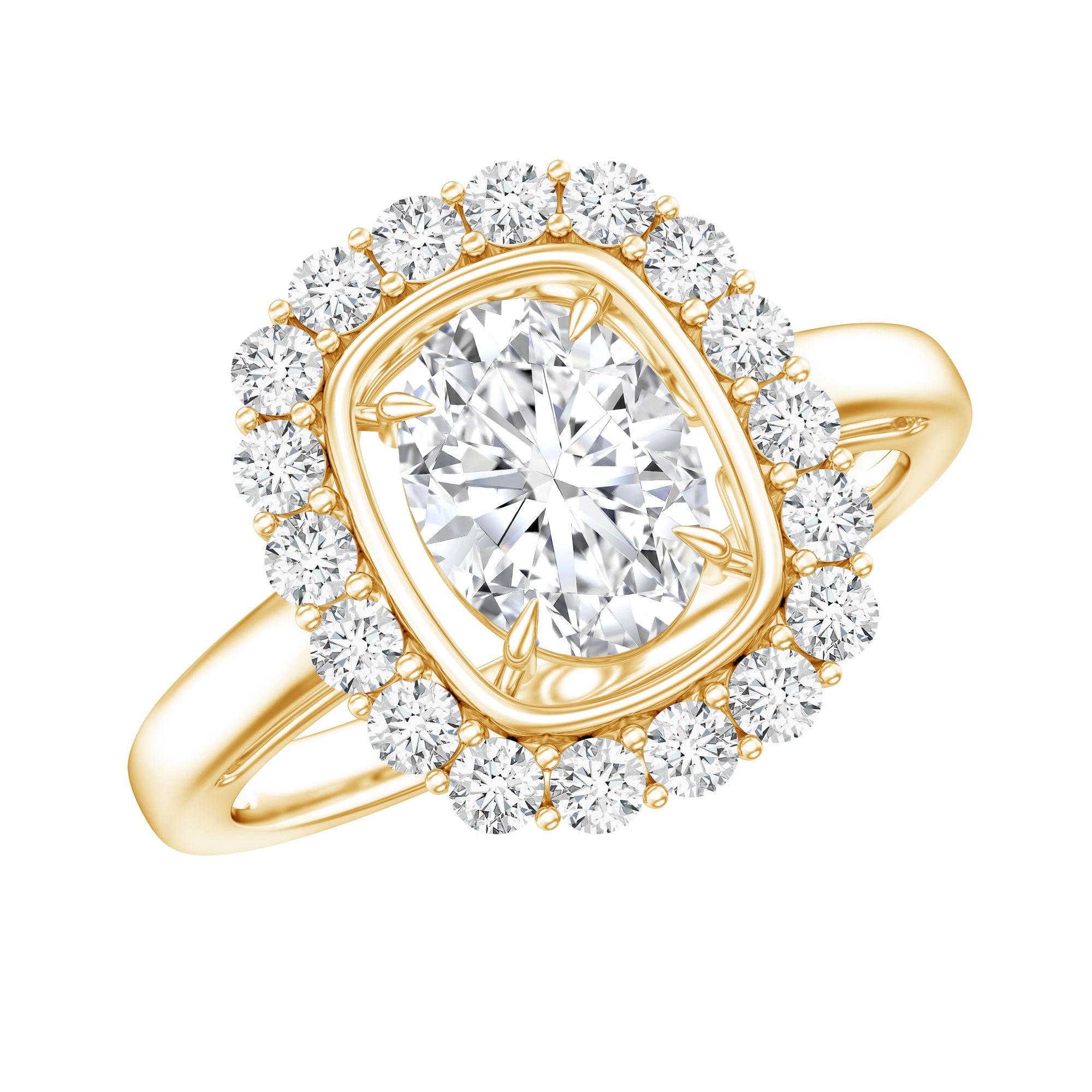 Certified 6X8 MM Oval Lab Grown Diamond Halo Engagement Ring Lab - ( EF-VS ) - Rosec Jewels
