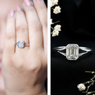 Certified Lab Grown Diamond 6X8 MM Emerald Cut Engagement Ring Lab - ( EF-VS ) - Rosec Jewels