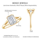 Certified Lab Grown Diamond 6X8 MM Emerald Cut Engagement Ring Lab - ( EF-VS ) - Rosec Jewels