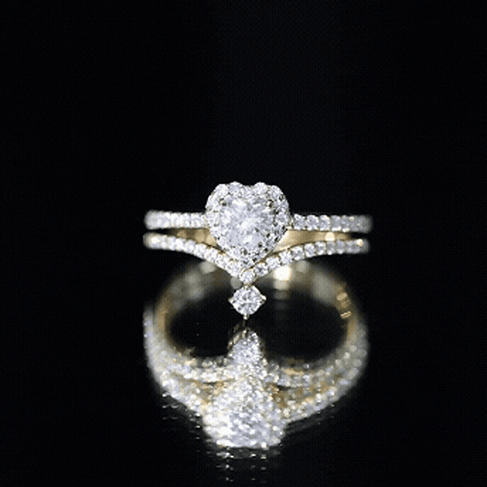 Certified 5 MM Lab Grown Diamond Heart Bridal Ring Set Lab - ( EF-VS ) - Rosec Jewels