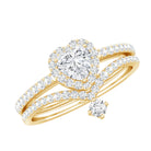 Certified 5 MM Lab Grown Diamond Heart Bridal Ring Set Lab - ( EF-VS ) - Rosec Jewels