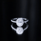 Rosec Jewels-Lab Grown Diamond 6X8MM Oval Halo Engagement Ring With Side Stones