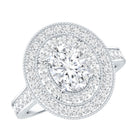 Certified 6X8 MM Oval Lab Grown Diamond Double Halo Engagement Ring Lab - ( EF-VS ) - Rosec Jewels