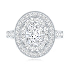 Certified 6X8 MM Oval Lab Grown Diamond Double Halo Engagement Ring Lab - ( EF-VS ) - Rosec Jewels