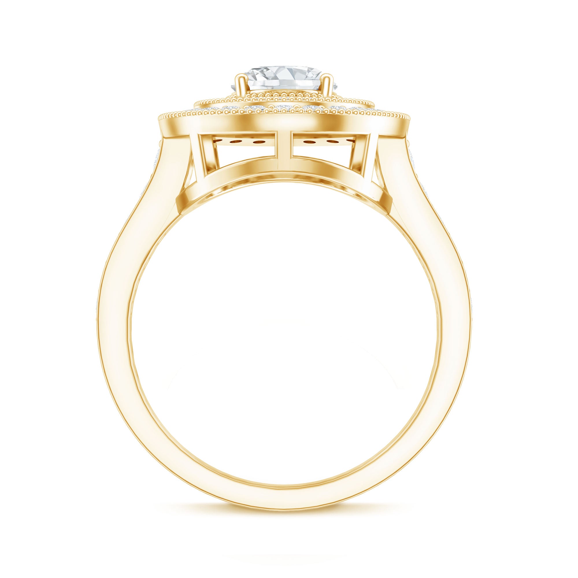 Certified 6X8 MM Oval Lab Grown Diamond Double Halo Engagement Ring Lab - ( EF-VS ) - Rosec Jewels