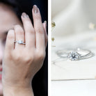Lab Grown Diamond 6 MM Solitaire Engagement Ring With Side Stones Lab - ( EF-VS ) - Rosec Jewels