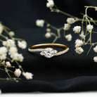 Lab Grown Diamond 6 MM Solitaire Engagement Ring With Side Stones Lab - ( EF-VS ) - Rosec Jewels