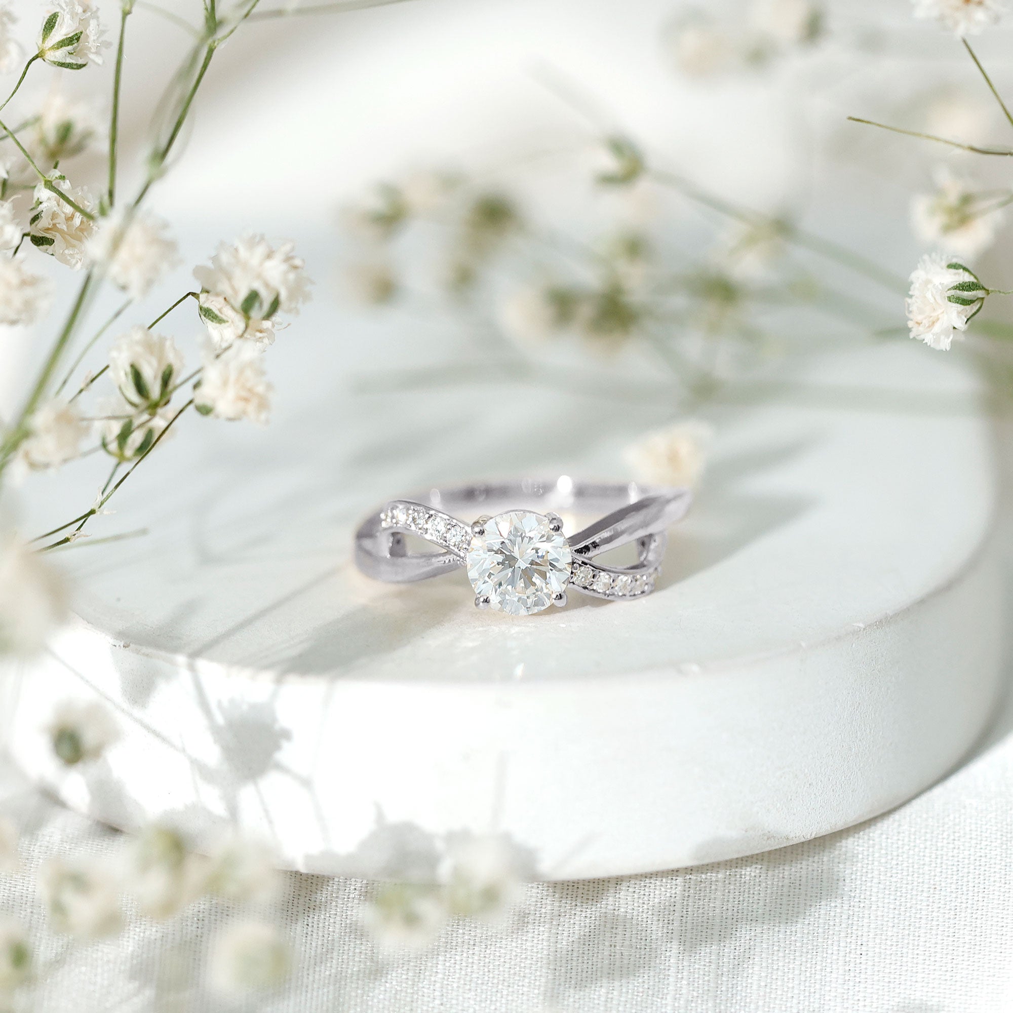 Certified 6 MM Lab Grown Diamond Prong Set Twisted Engagement Ring Lab - ( EF-VS ) - Rosec Jewels