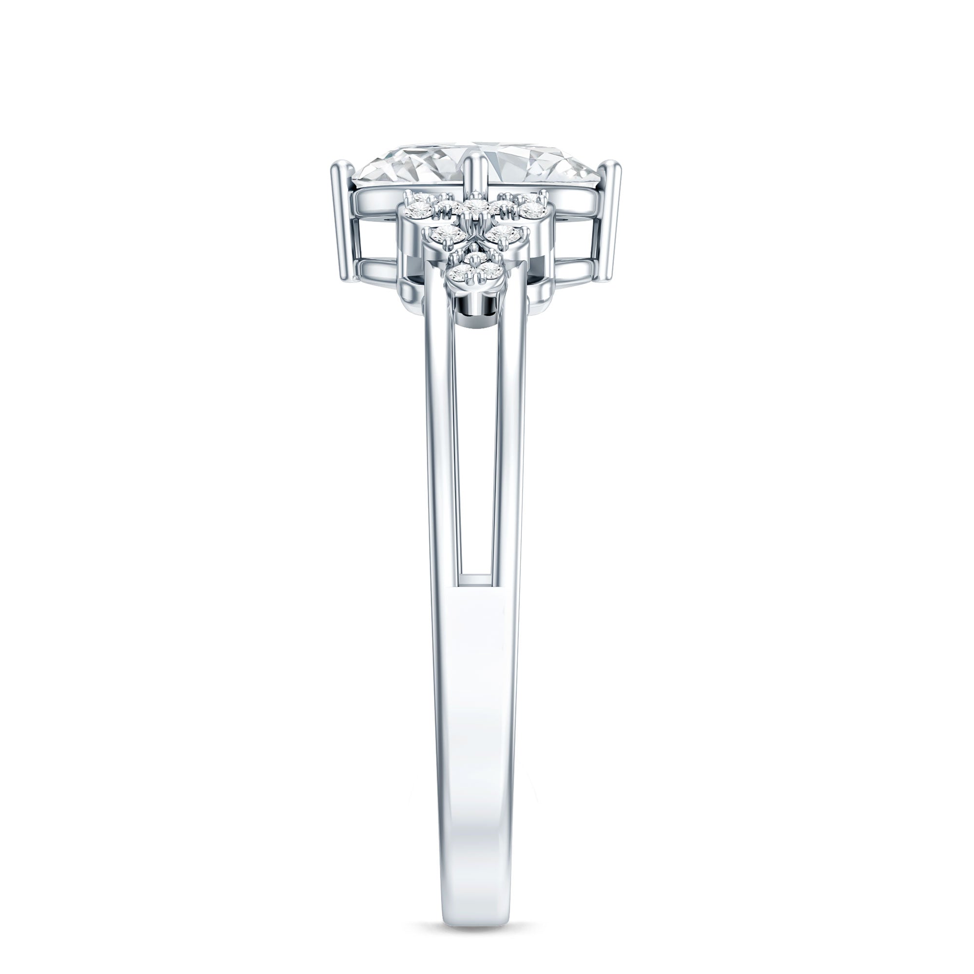 Certified 6X8MM Oval Lab Grown Diamond Designer Engagement Ring Lab - ( EF-VS ) - Rosec Jewels