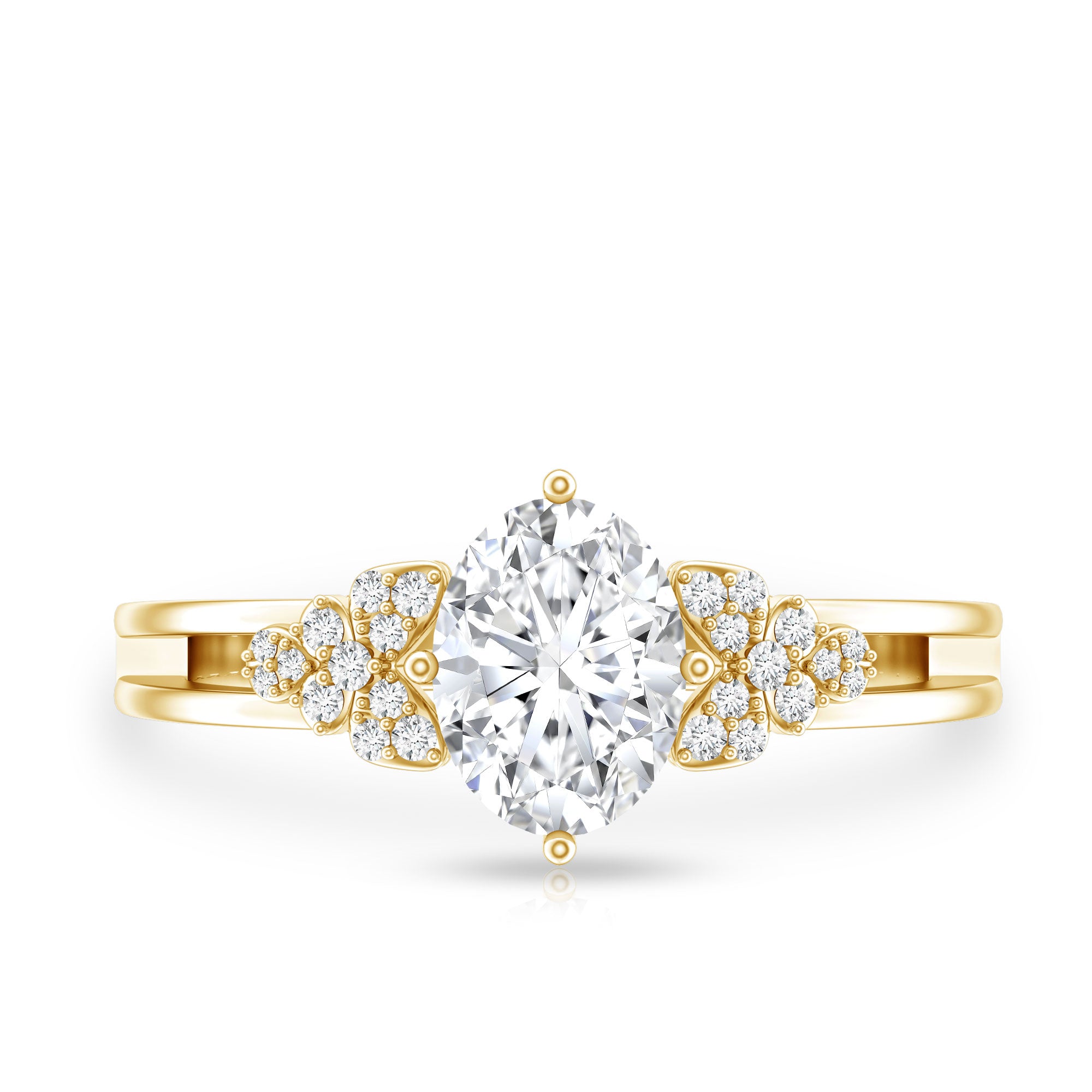 Certified 6X8MM Oval Lab Grown Diamond Designer Engagement Ring Lab - ( EF-VS ) - Rosec Jewels