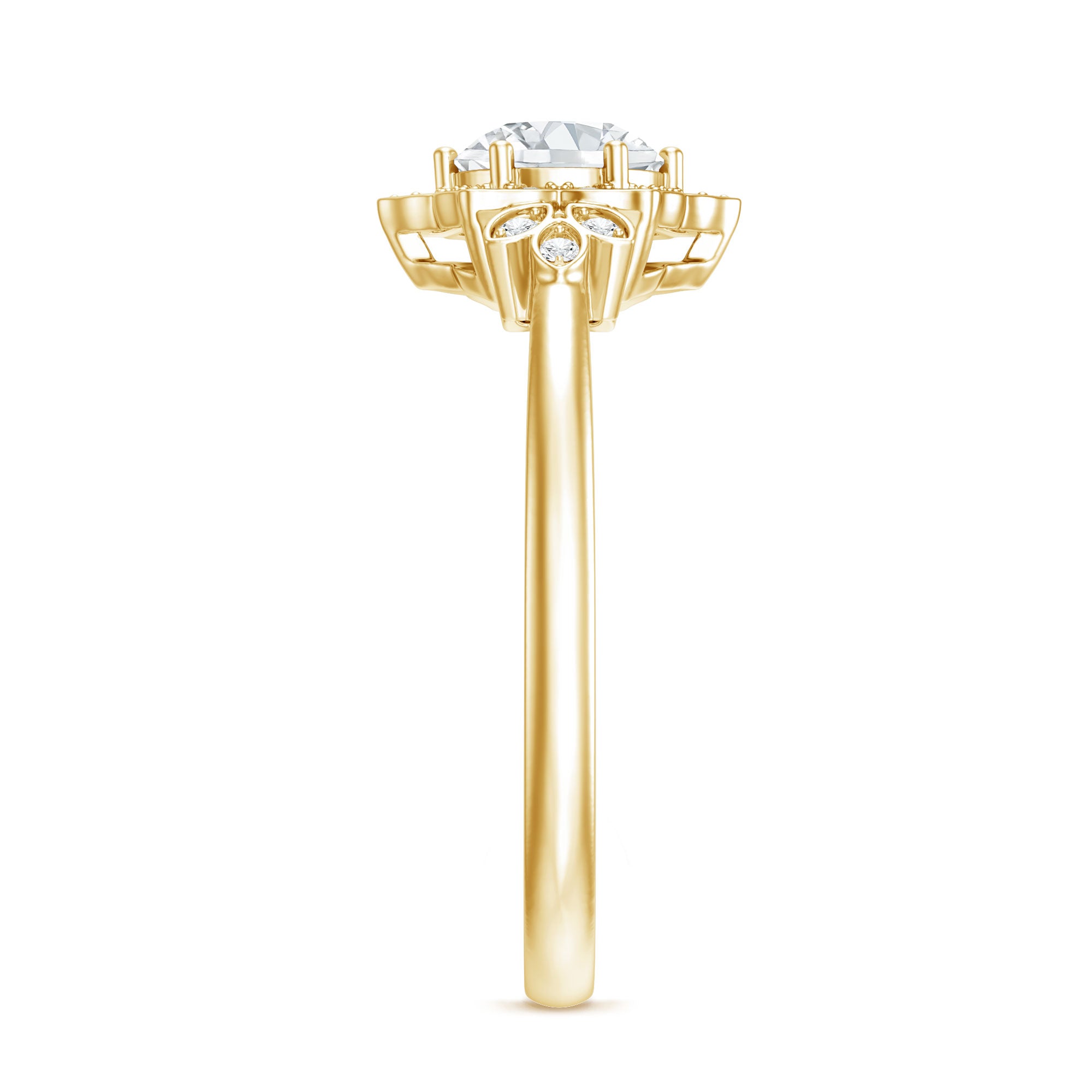 Rosec Jewels-Certified Lab Grown Diamond Art Deco Flower Engagement Ring