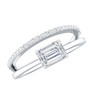 Rosec Jewels-Lab Grown Diamond 6X8MM Emerald Cut Engagement Ring With Diamond Studded Shank