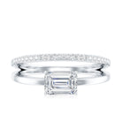 Rosec Jewels-Lab Grown Diamond 6X8MM Emerald Cut Engagement Ring With Diamond Studded Shank