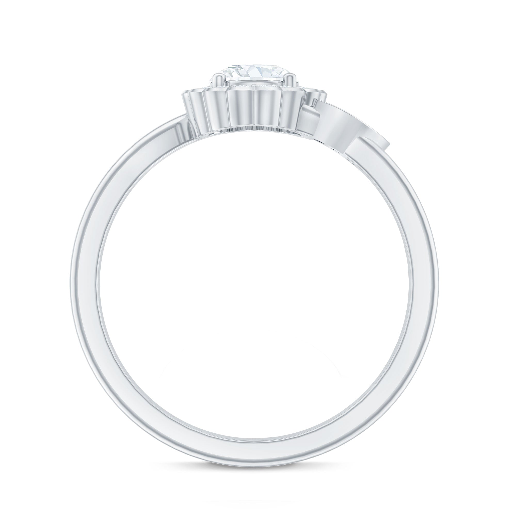 Certified 5 MM Lab Grown Diamond Floral Engagement Ring Lab - ( EF-VS ) - Rosec Jewels