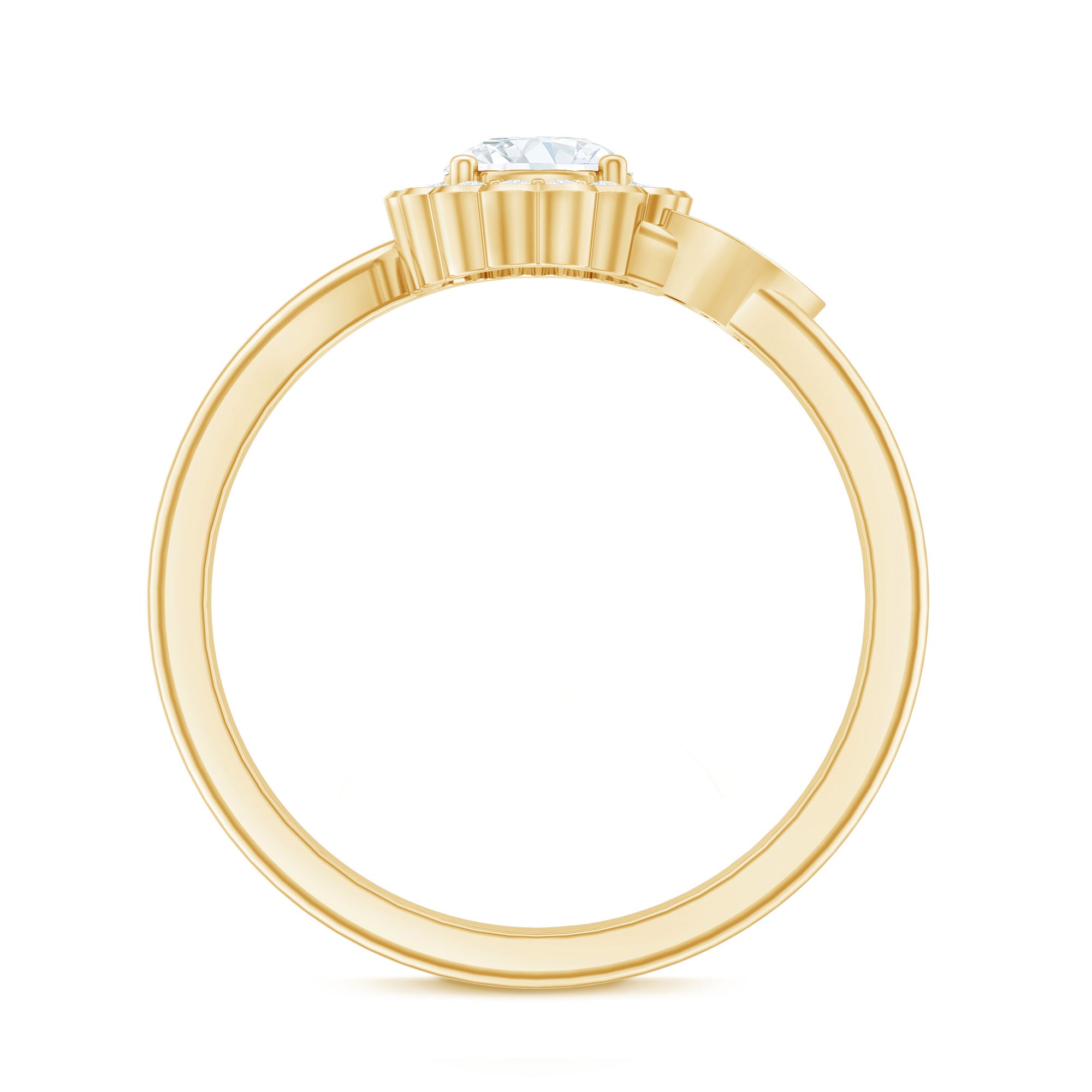 Certified 5 MM Lab Grown Diamond Floral Engagement Ring Lab - ( EF-VS ) - Rosec Jewels