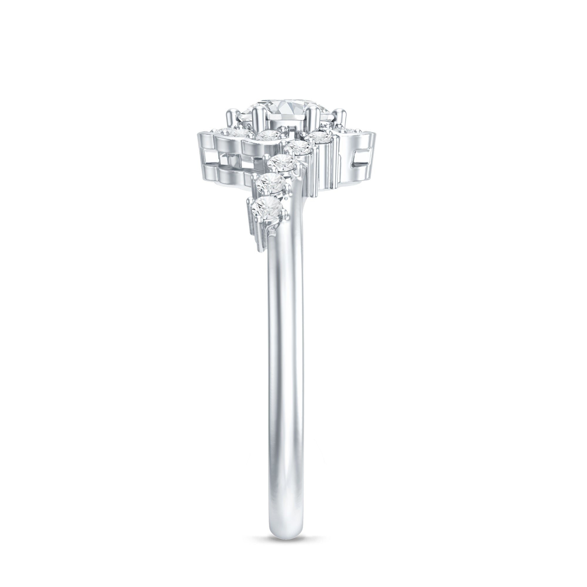 Certified 5 MM Lab Grown Diamond Nature Inspired Engagement Ring Lab - ( EF-VS ) - Rosec Jewels