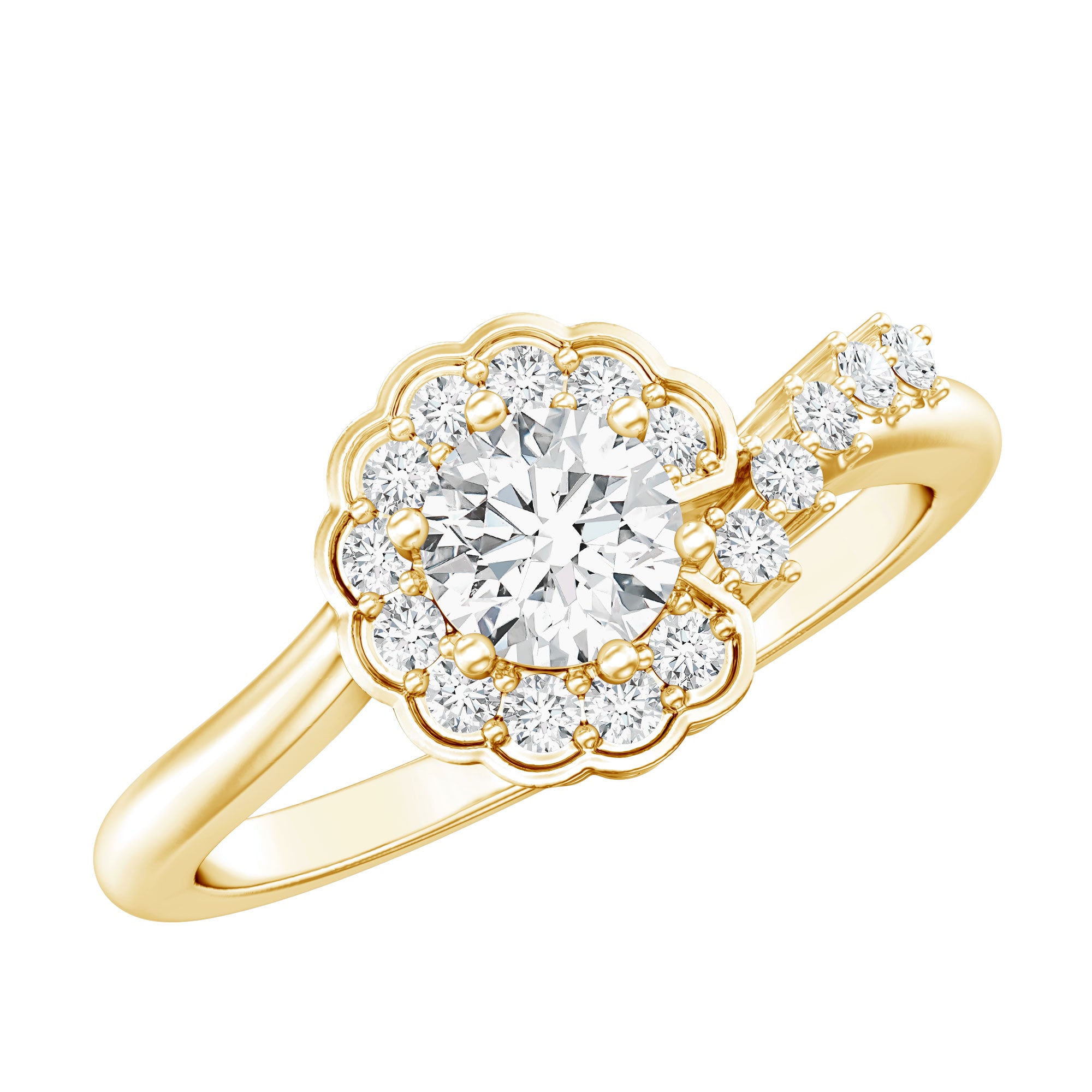 Certified 5 MM Lab Grown Diamond Nature Inspired Engagement Ring Lab - ( EF-VS ) - Rosec Jewels