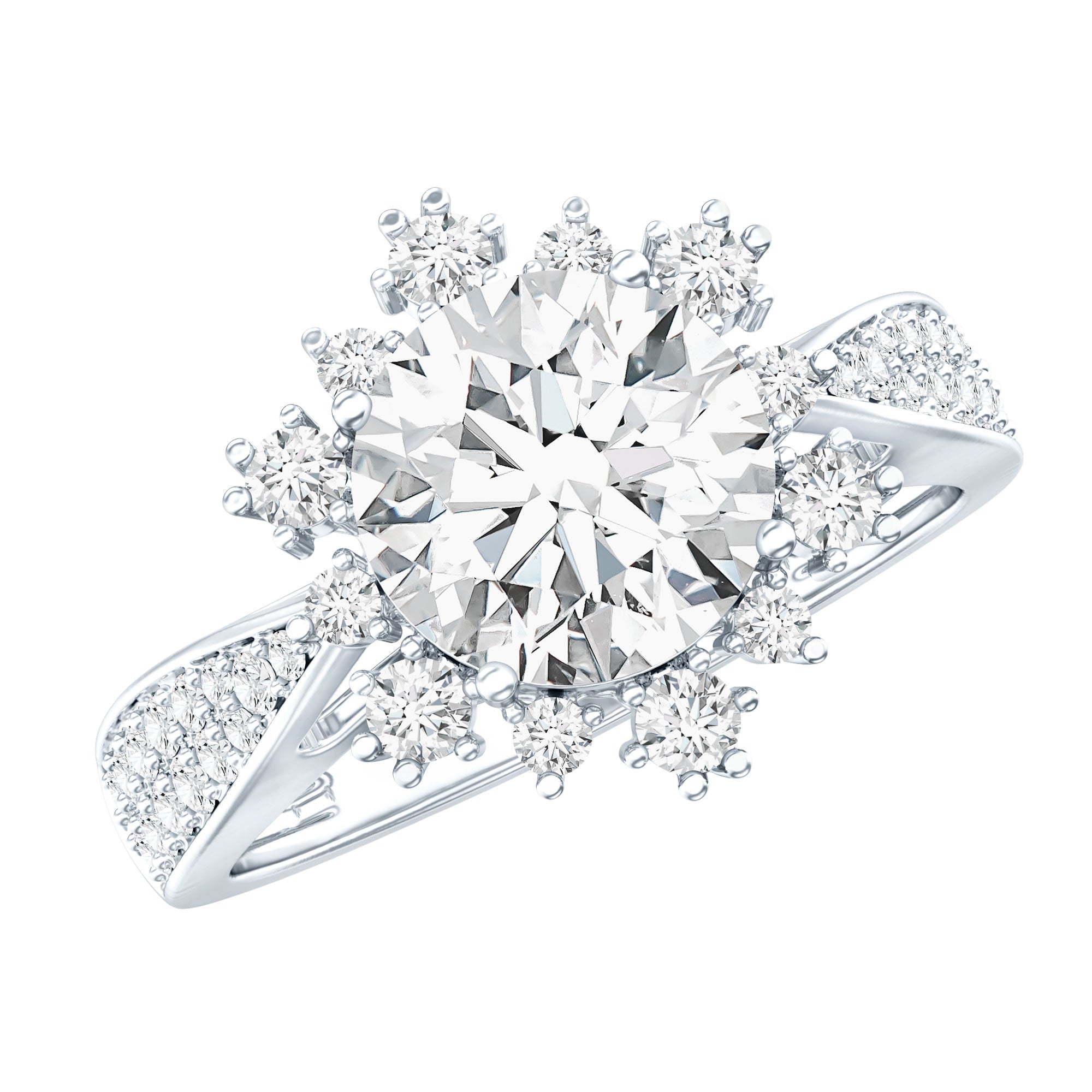 Certified 2 Carat Lab Grown Diamond Non Traditional Engagement Ring Lab - ( EF-VS ) - Rosec Jewels