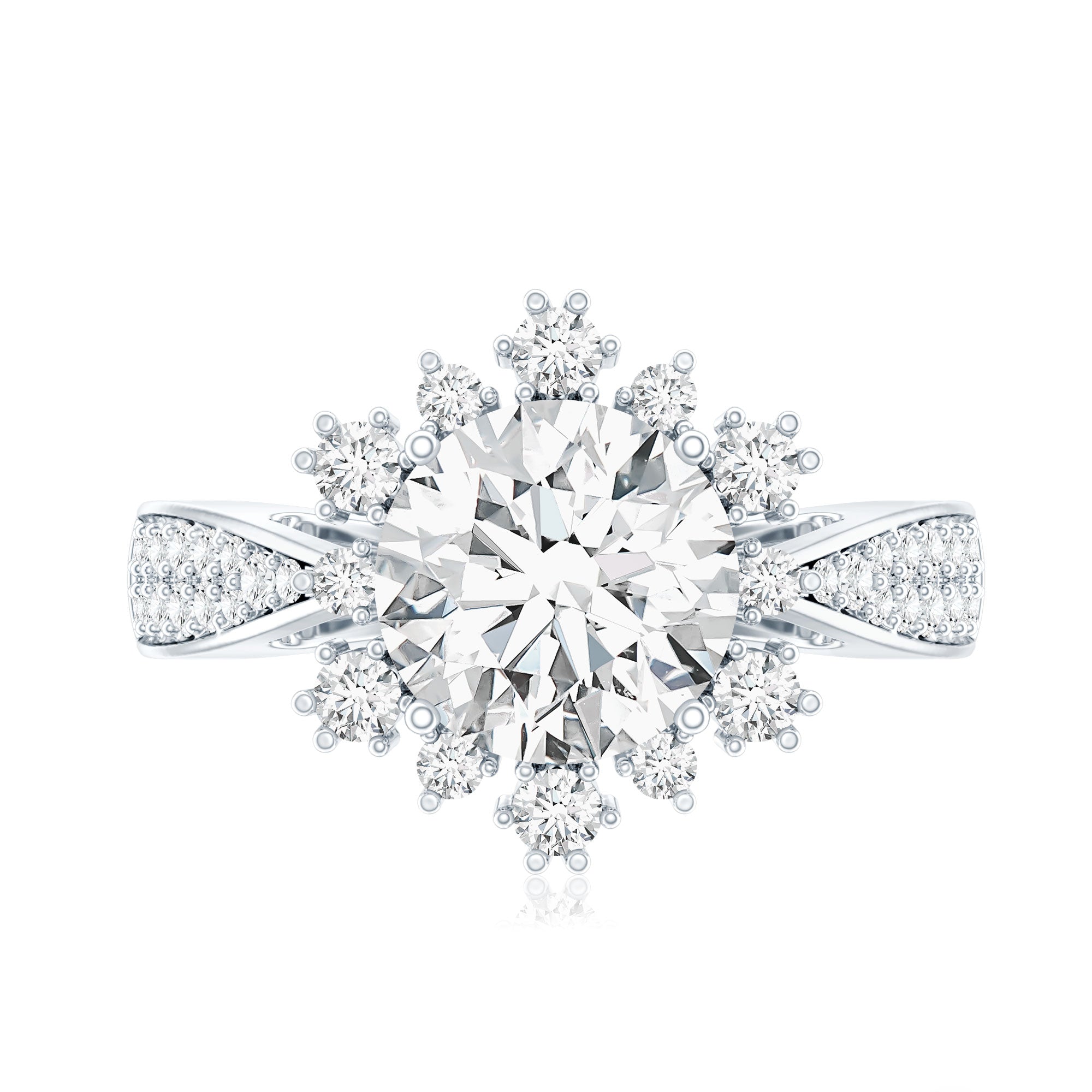 Certified 2 Carat Lab Grown Diamond Non Traditional Engagement Ring Lab - ( EF-VS ) - Rosec Jewels