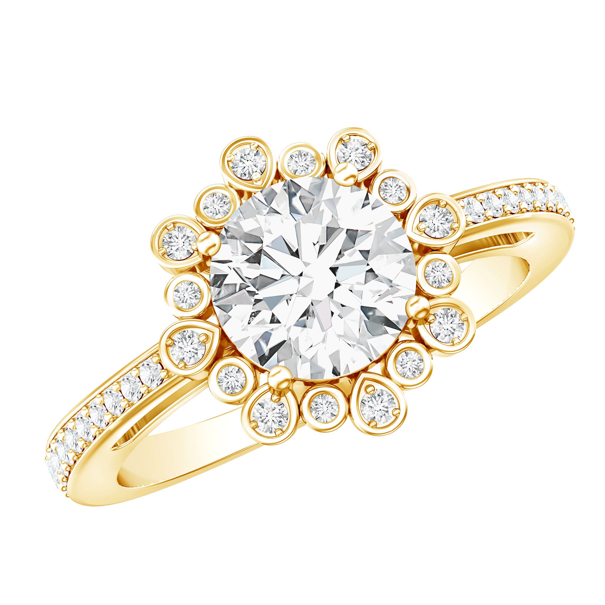 Rosec Jewels-Lab Grown Diamond 8 MM Circle Engagement Ring With Side Stones