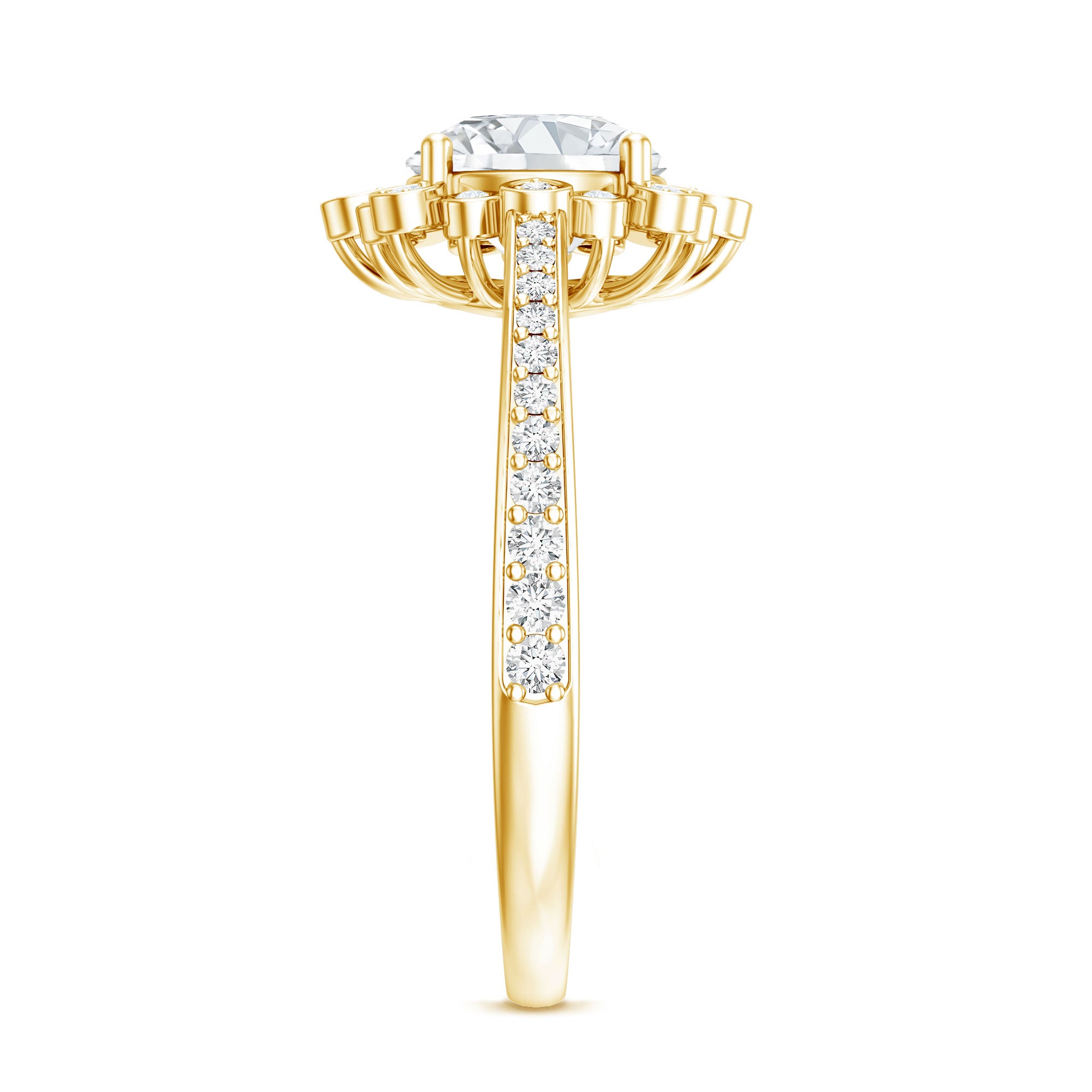 Rosec Jewels-Lab Grown Diamond 8 MM Circle Engagement Ring With Side Stones