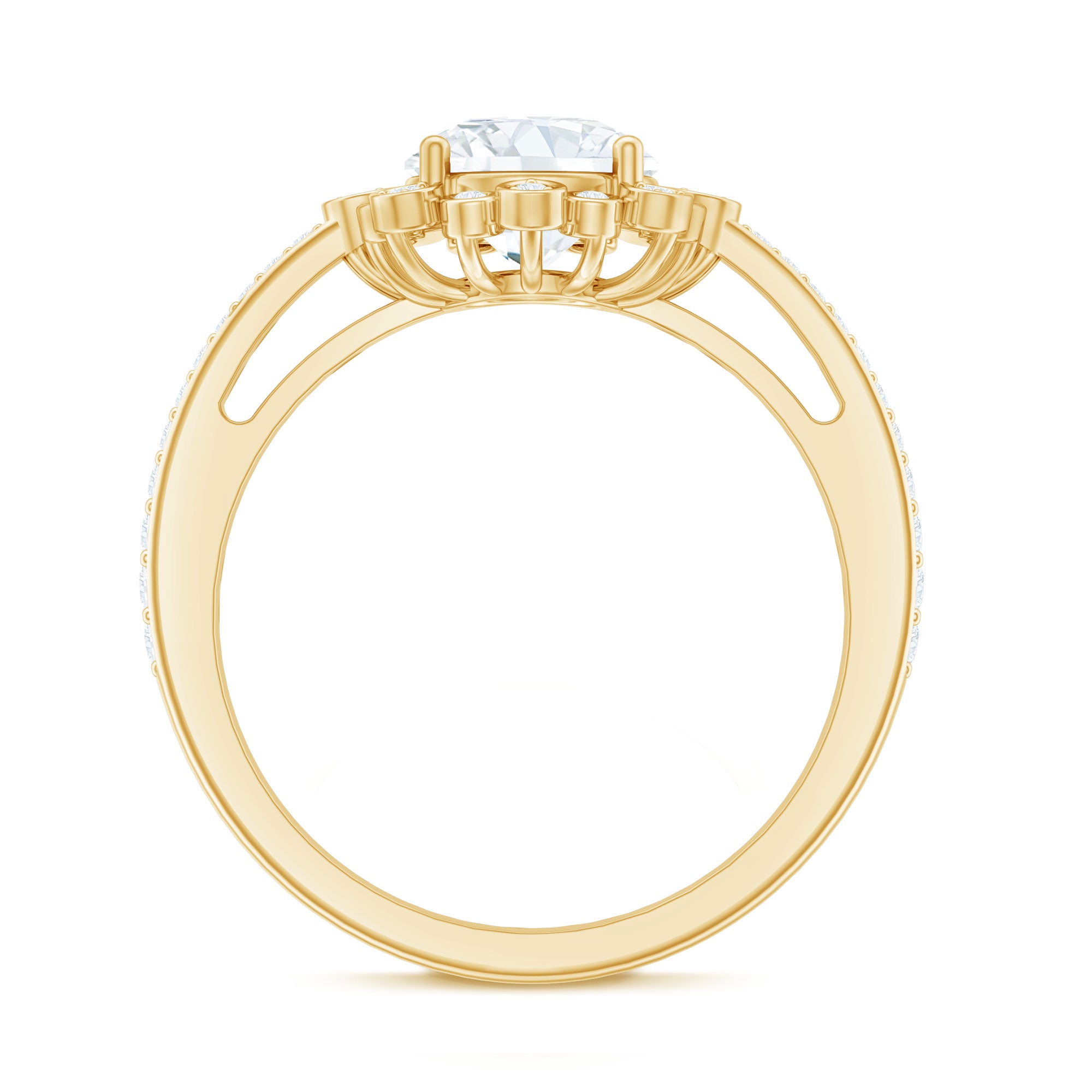 Rosec Jewels-Lab Grown Diamond 8 MM Circle Engagement Ring With Side Stones