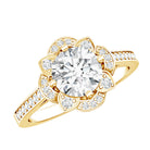 8 MM Lab Grown Diamond Vintage Engagement Ring With Diamond Studded Shank Lab - ( EF-VS ) - Rosec Jewels