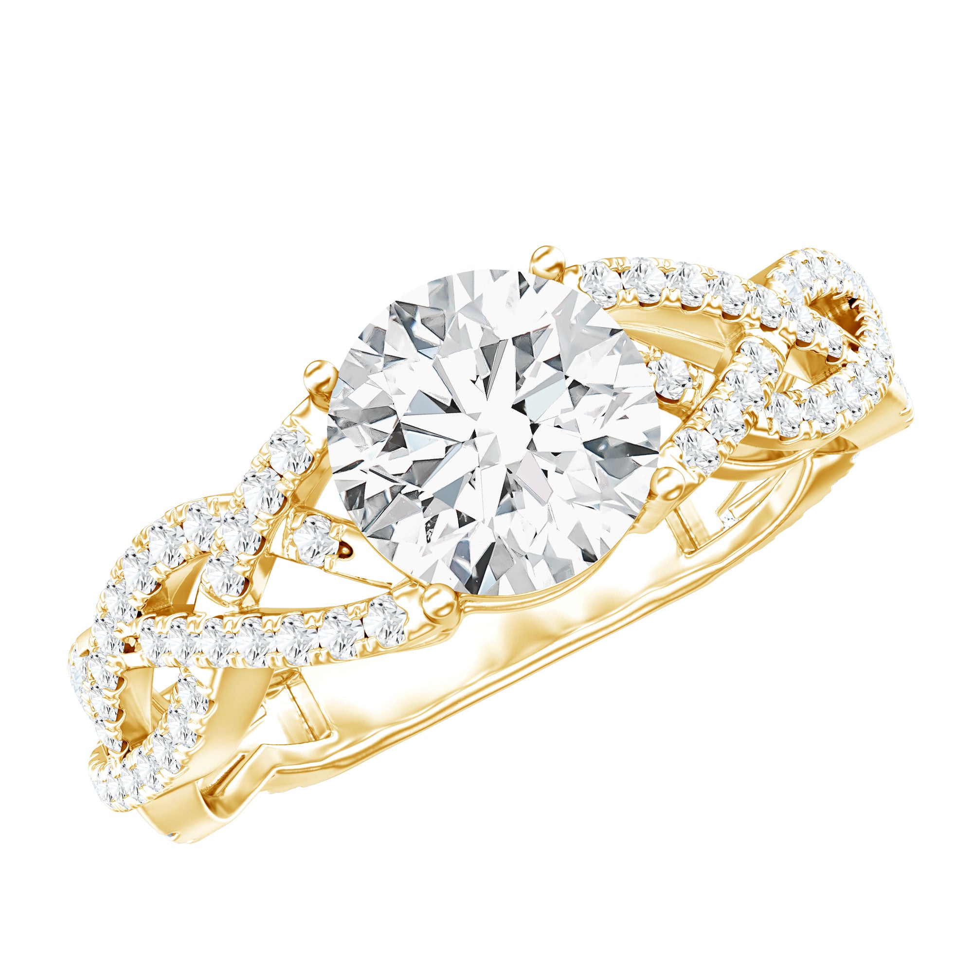Rosec Jewels-Lab Grown Diamond 8MM Round Engagement Ring With Infinity Twist
