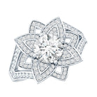 Lab Grown Diamond Art Deco Flower Engagement Ring Lab - ( EF-VS ) - Rosec Jewels