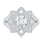 Lab Grown Diamond Art Deco Flower Engagement Ring Lab - ( EF-VS ) - Rosec Jewels
